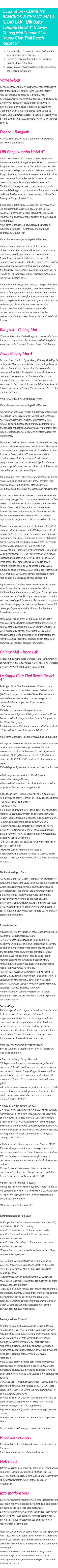 Détails du séjour