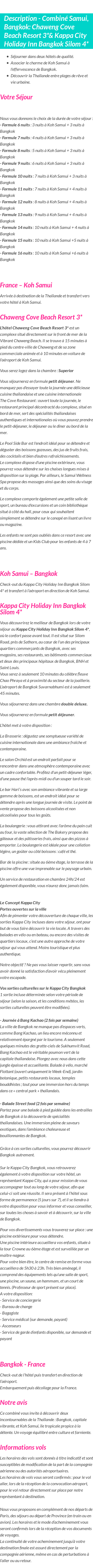 Détails du séjour