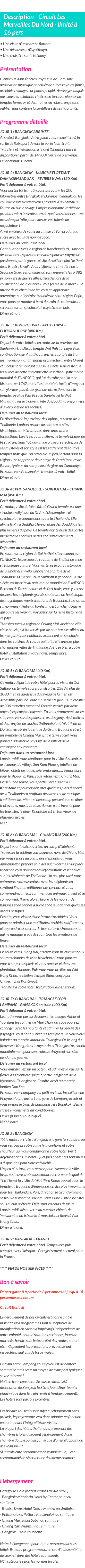 Détails du séjour