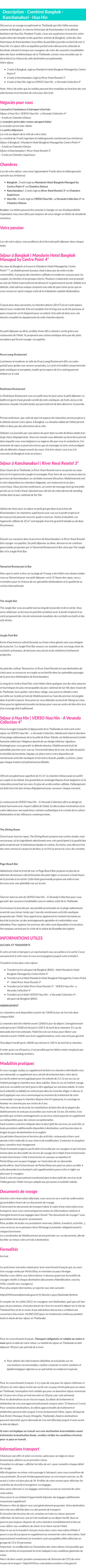 Détails du séjour