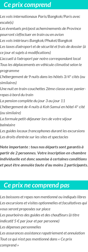 Conditions tarifaires