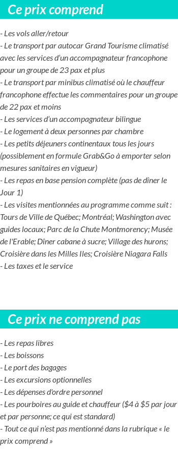 Conditions tarifaires
