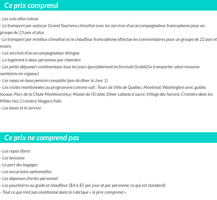 Conditions tarifaires