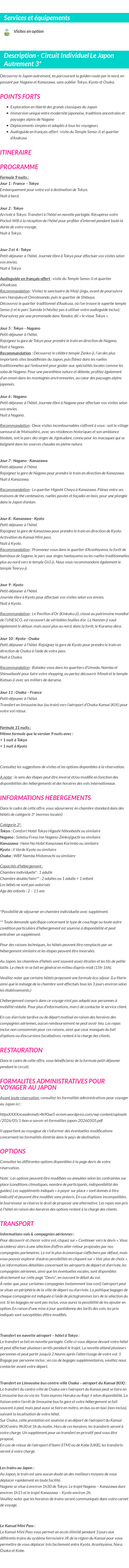 Détails du séjour