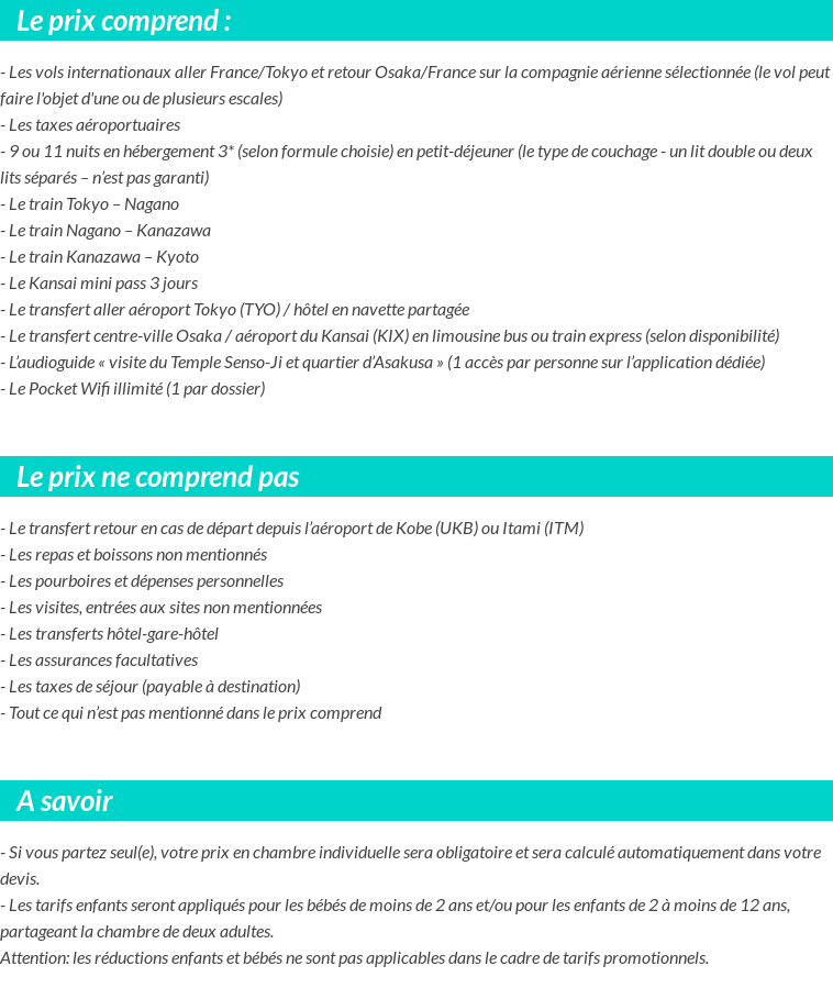 Conditions tarifaires