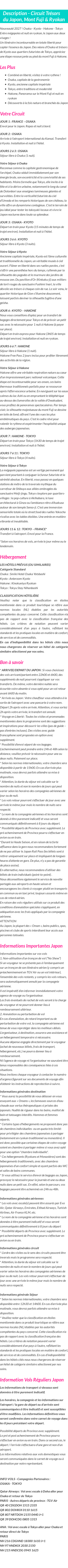 Détails du séjour