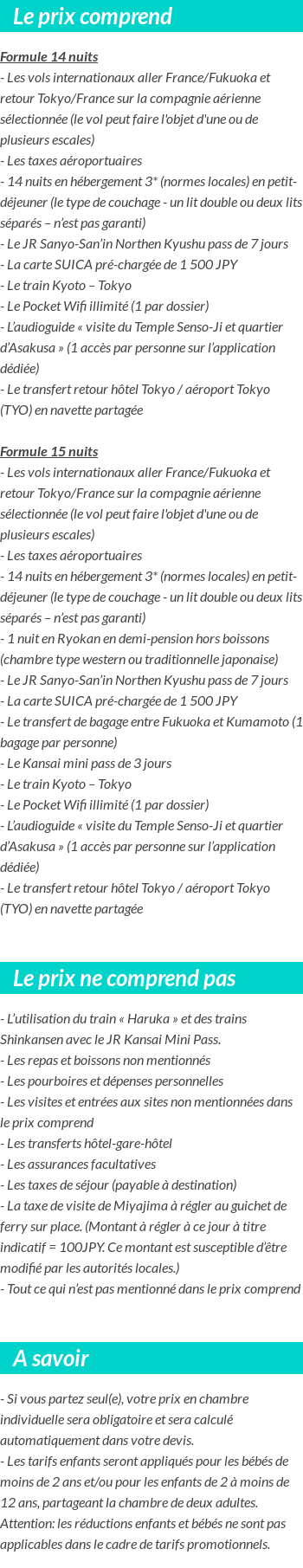 Conditions tarifaires