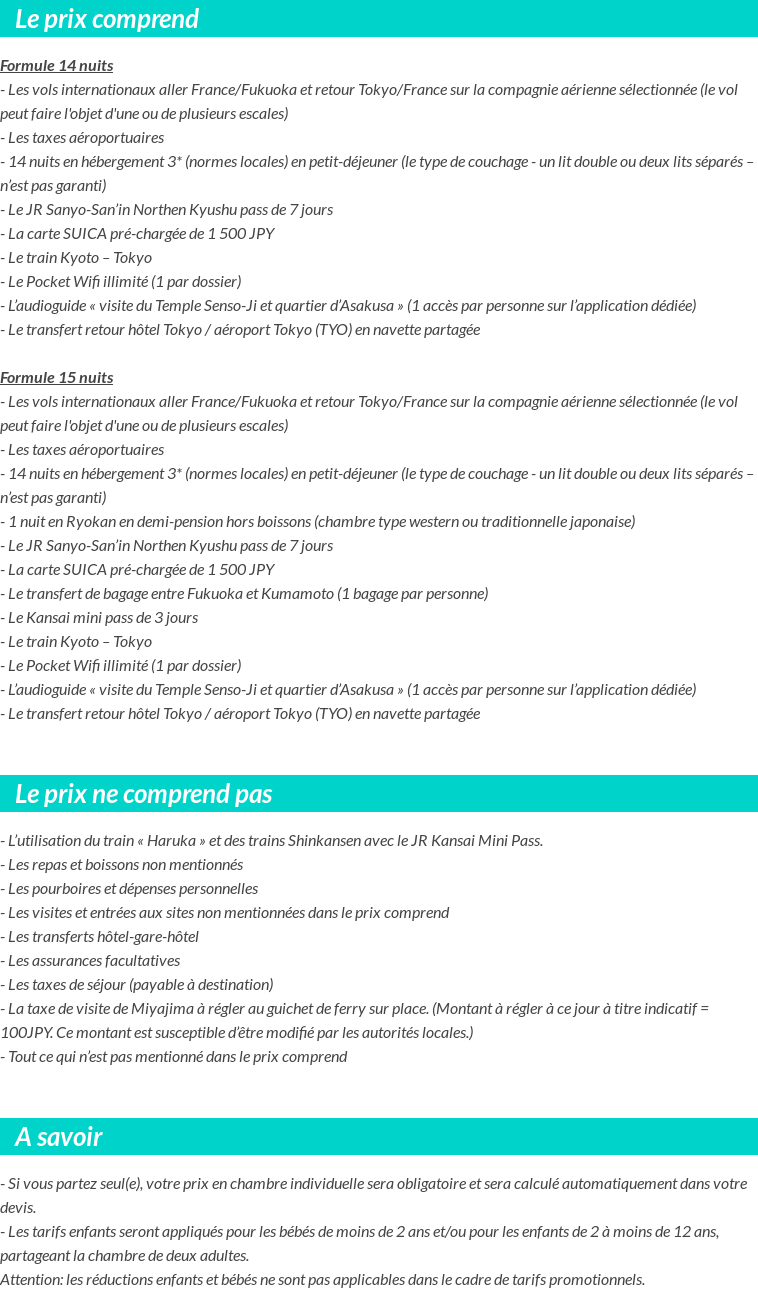 Conditions tarifaires