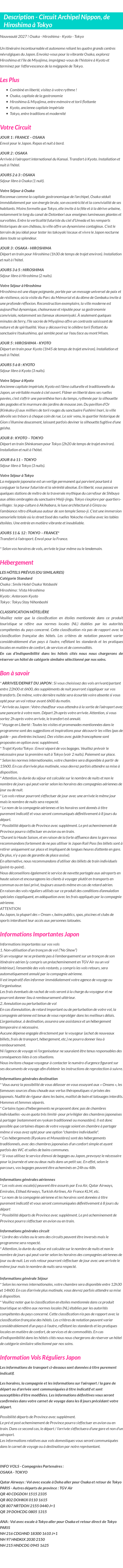 Détails du séjour