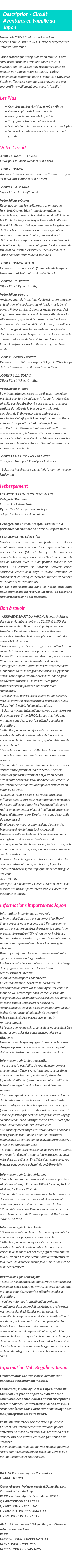 Détails du séjour