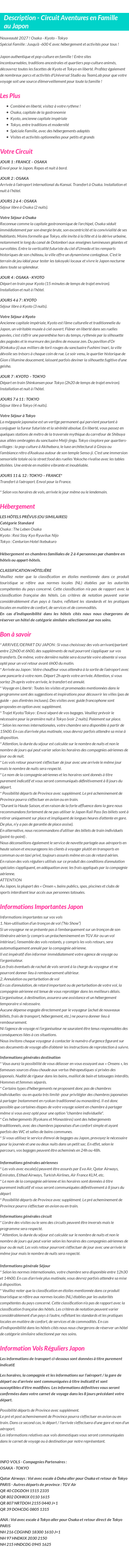 Détails du séjour