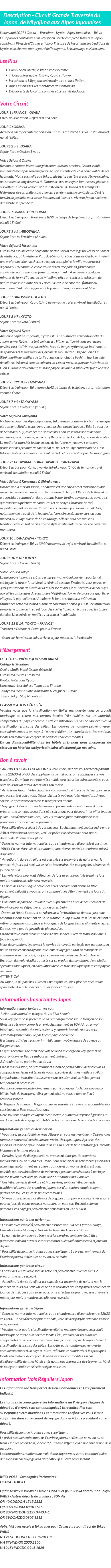 Détails du séjour