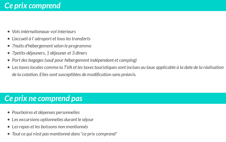 Conditions tarifaires