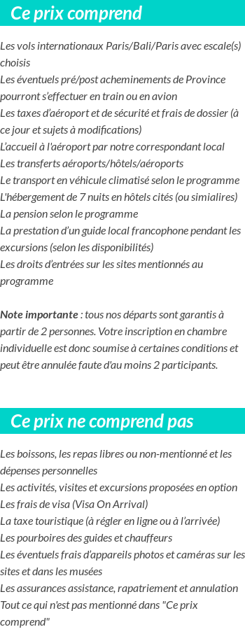 Conditions tarifaires