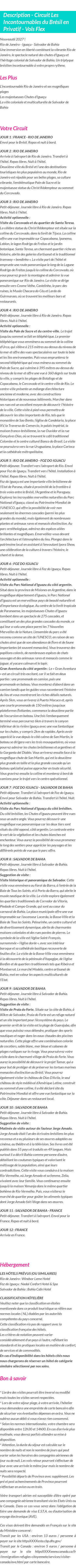 Détails du séjour