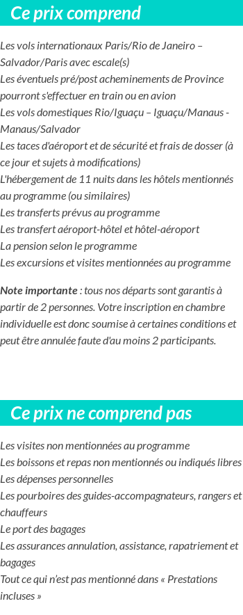 Conditions tarifaires