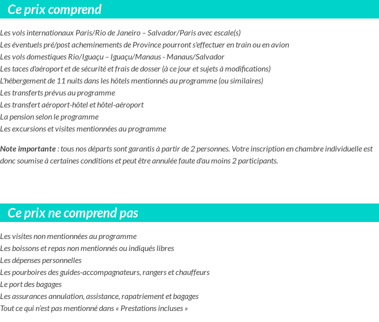 Conditions tarifaires