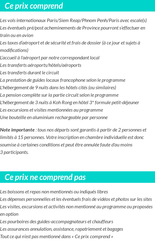 Conditions tarifaires