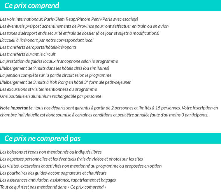 Conditions tarifaires