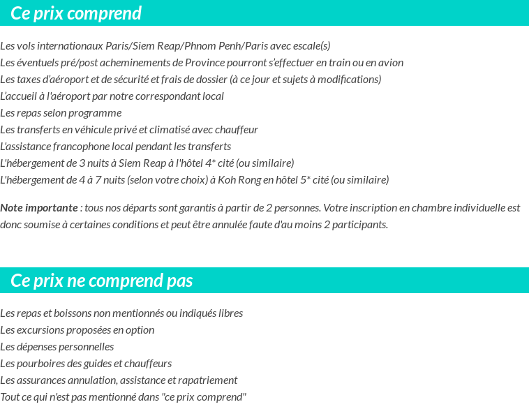 Conditions tarifaires