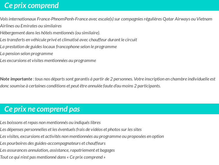 Conditions tarifaires