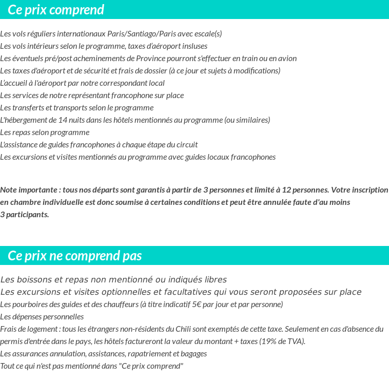 Conditions tarifaires