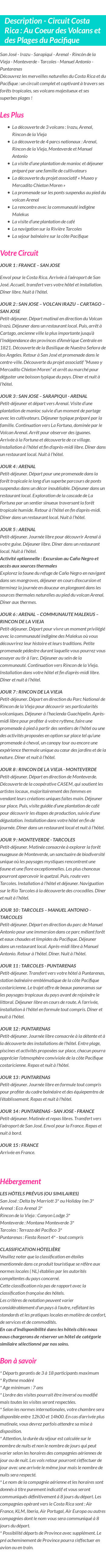 Détails du séjour