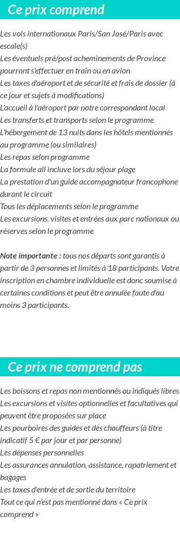 Conditions tarifaires