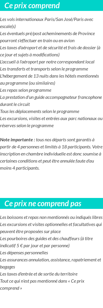 Conditions tarifaires