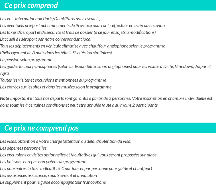 Conditions tarifaires