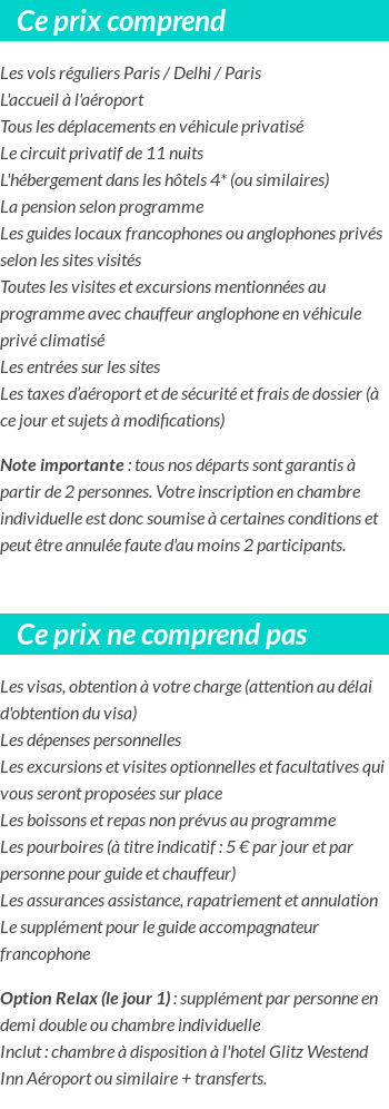 Conditions tarifaires