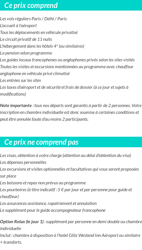 Conditions tarifaires