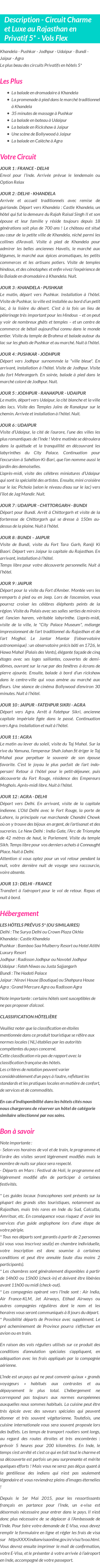 Détails du séjour