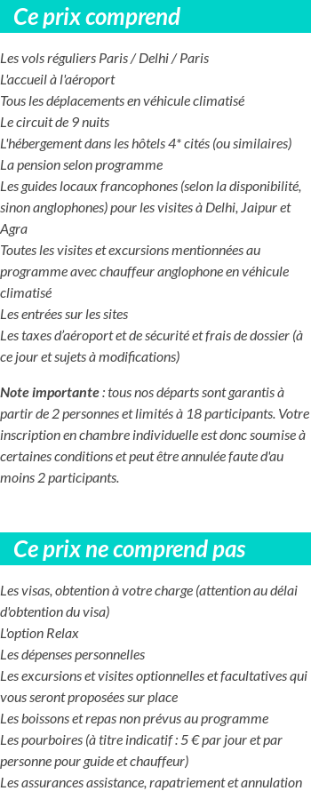 Conditions tarifaires