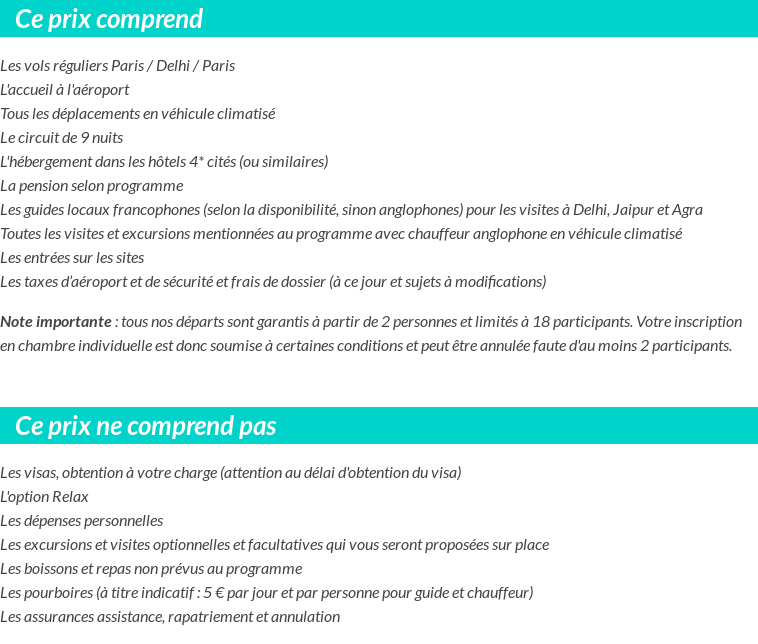 Conditions tarifaires