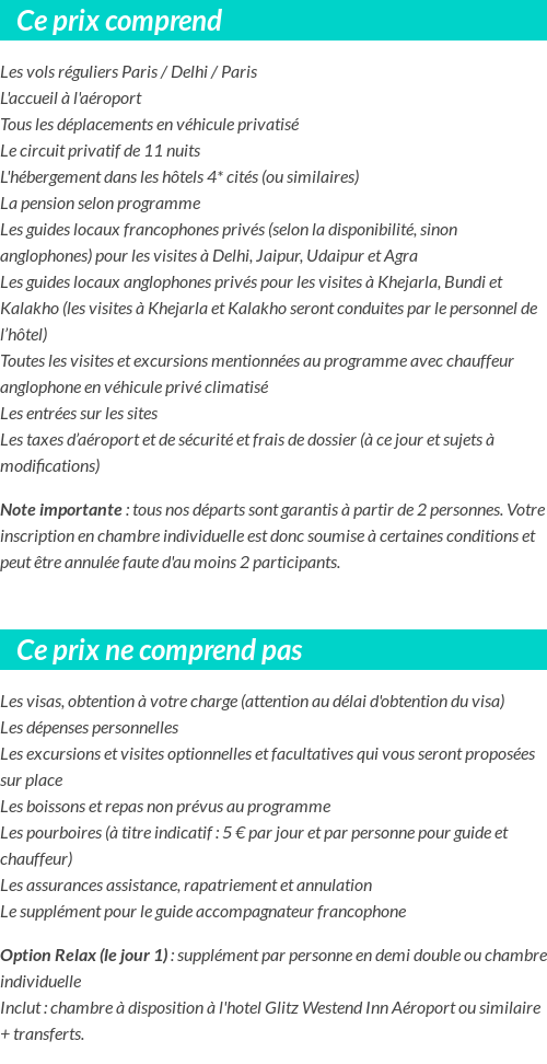 Conditions tarifaires