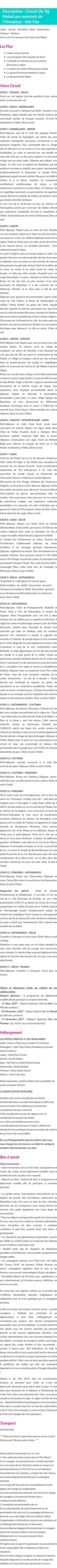 Détails du séjour