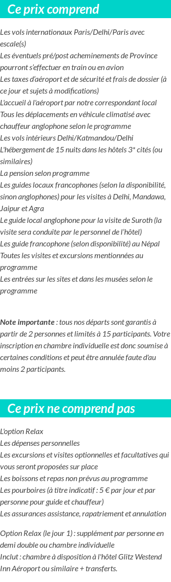 Conditions tarifaires