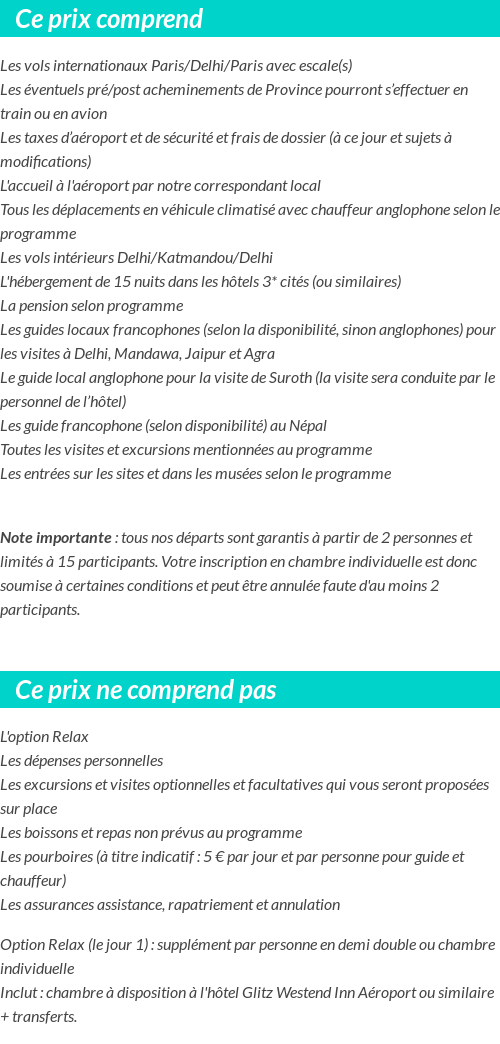 Conditions tarifaires