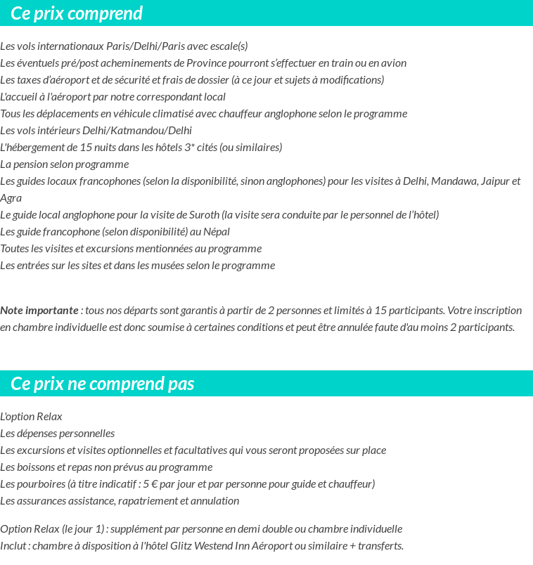 Conditions tarifaires