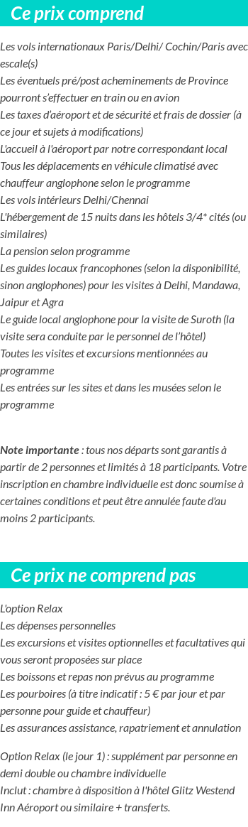 Conditions tarifaires