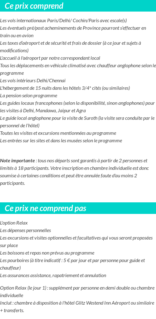 Conditions tarifaires