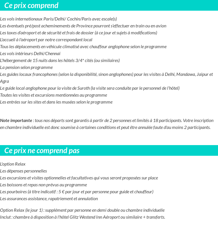 Conditions tarifaires