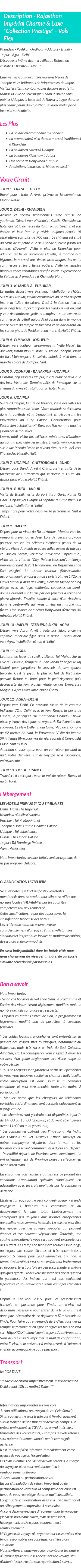 Détails du séjour