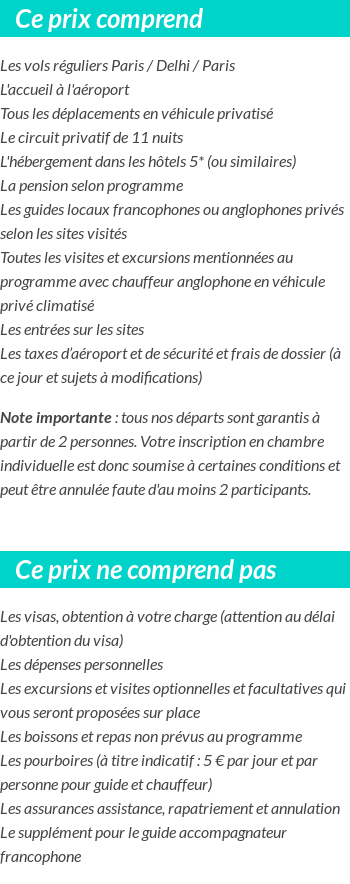Conditions tarifaires