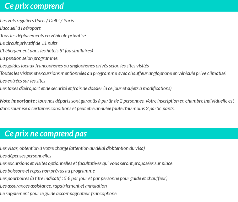 Conditions tarifaires
