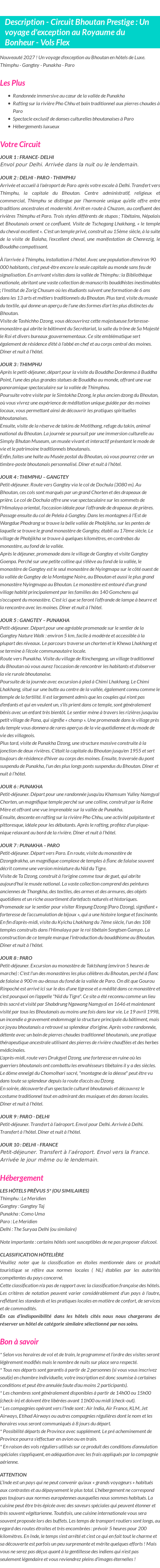 Détails du séjour