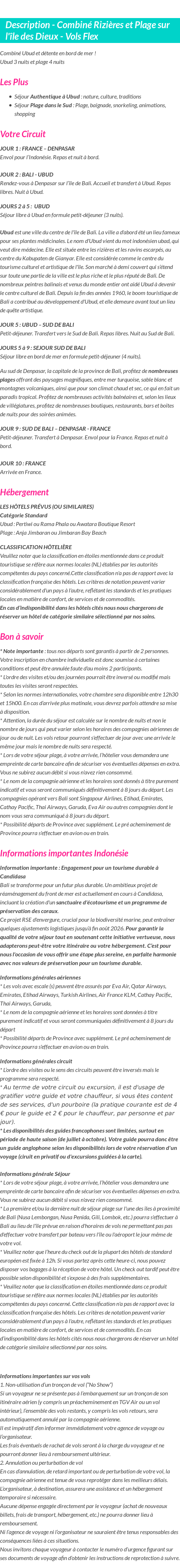 Détails du séjour