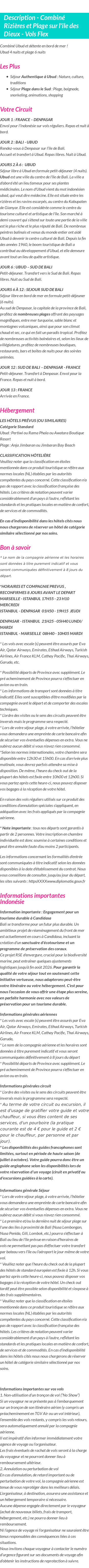 Détails du séjour