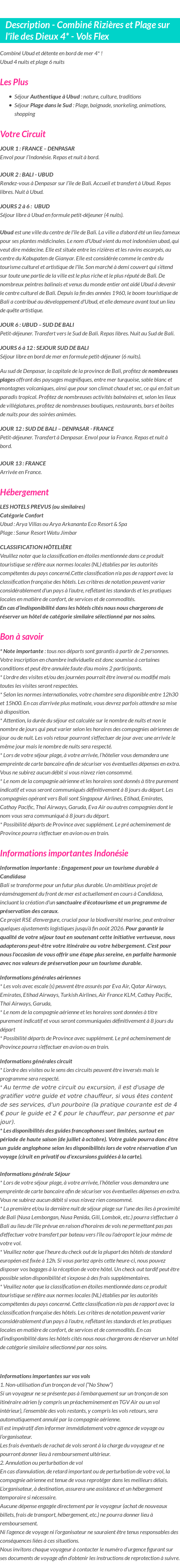 Détails du séjour